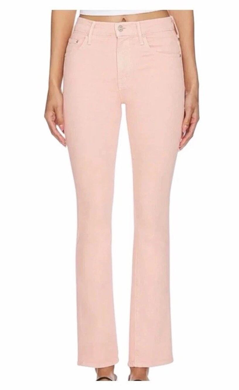 MOTHER The Insider Hover Stretch Mid Rise Bootcut Jeans Peach Parfait Sz 26 NWT
